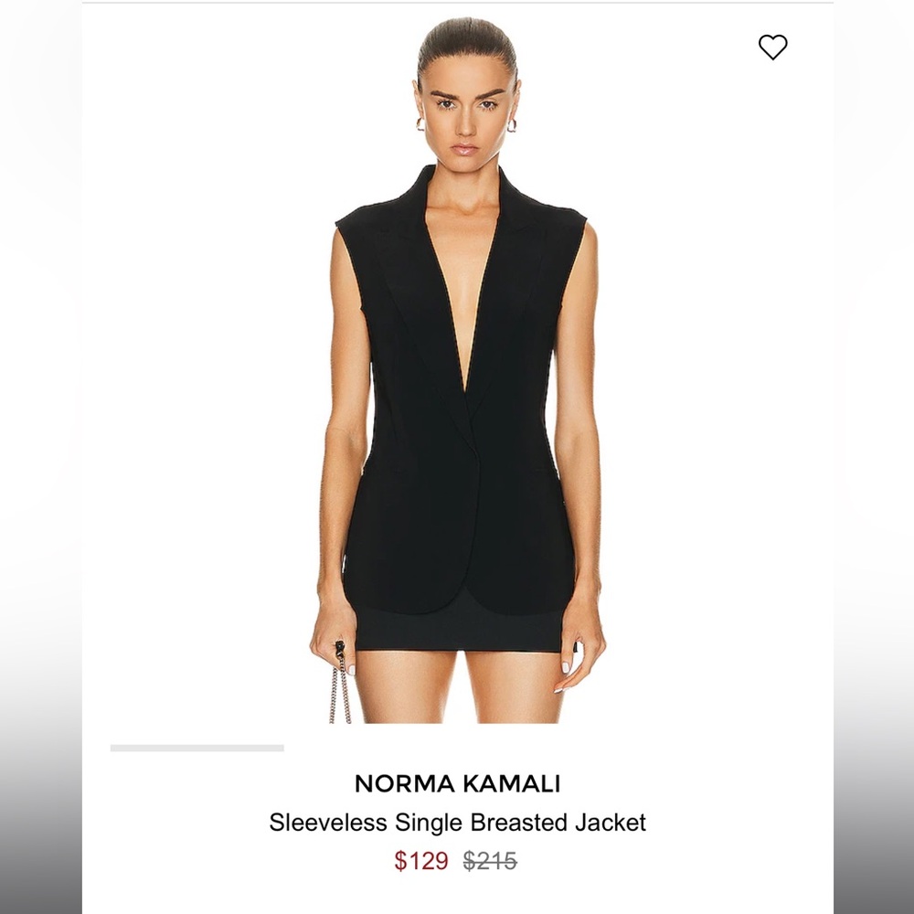 🖤NORMA KAMALI SLEEVELESS SINGLE BREASTED JACKET🖤